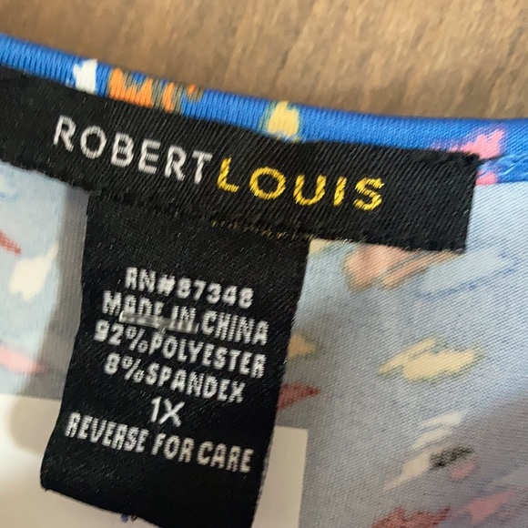 Robert Louis print cold shoulder bell sleeve top w stretch 1X 2X - Picture 9 of 16